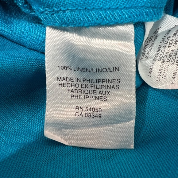 Jones New York 100% Linen Turquoise Jacket 2X Coastal Beachy Lagenlook Nautical - Picture 9 of 11